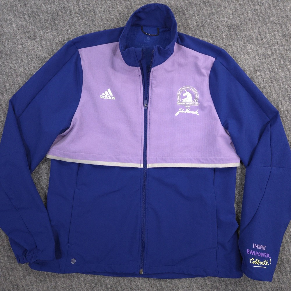 Adidas Boston Marathon 2022 Own The Run Jacket Womens L Blue Lavender‎ Running